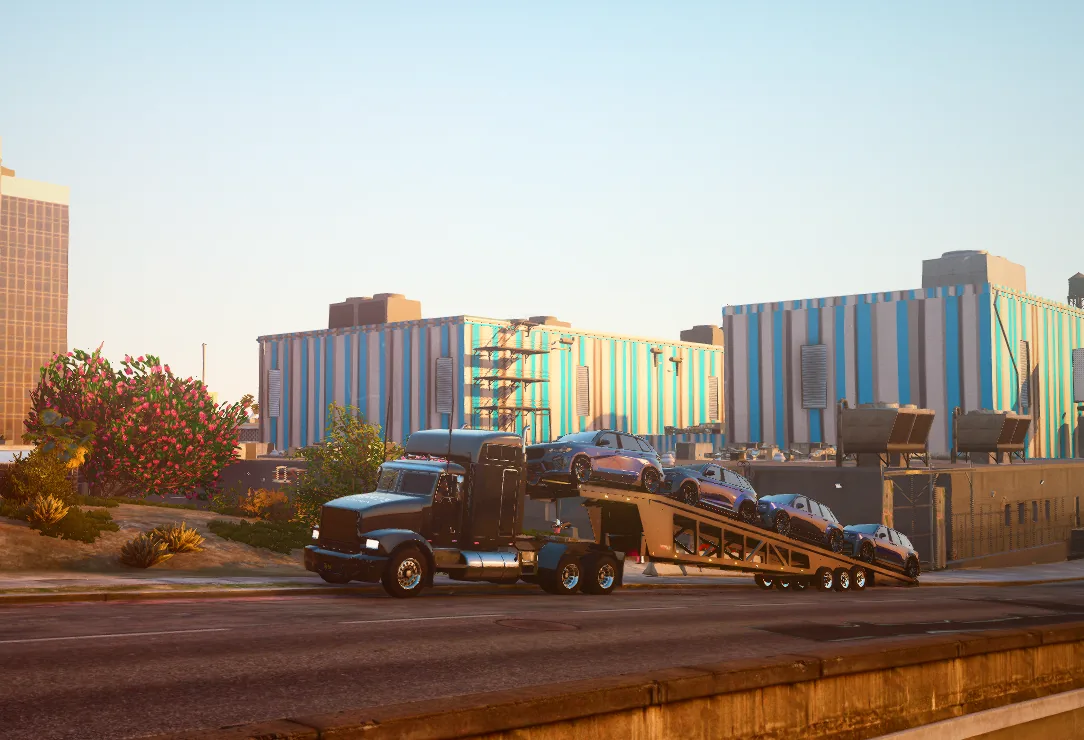 Autotransporter von Benny’s mit vier Fahrzeugen