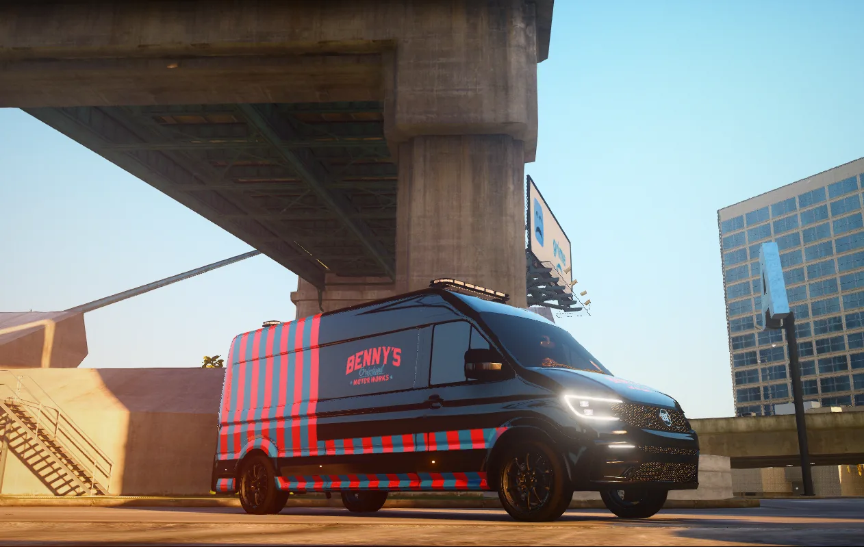Einsatzvan von Benny’s unter einer Brücke