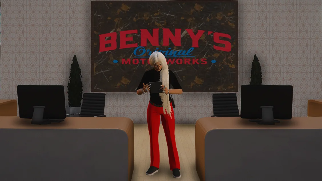 Empfangsbereich mit Benny’s Original Motorworks Schriftzug